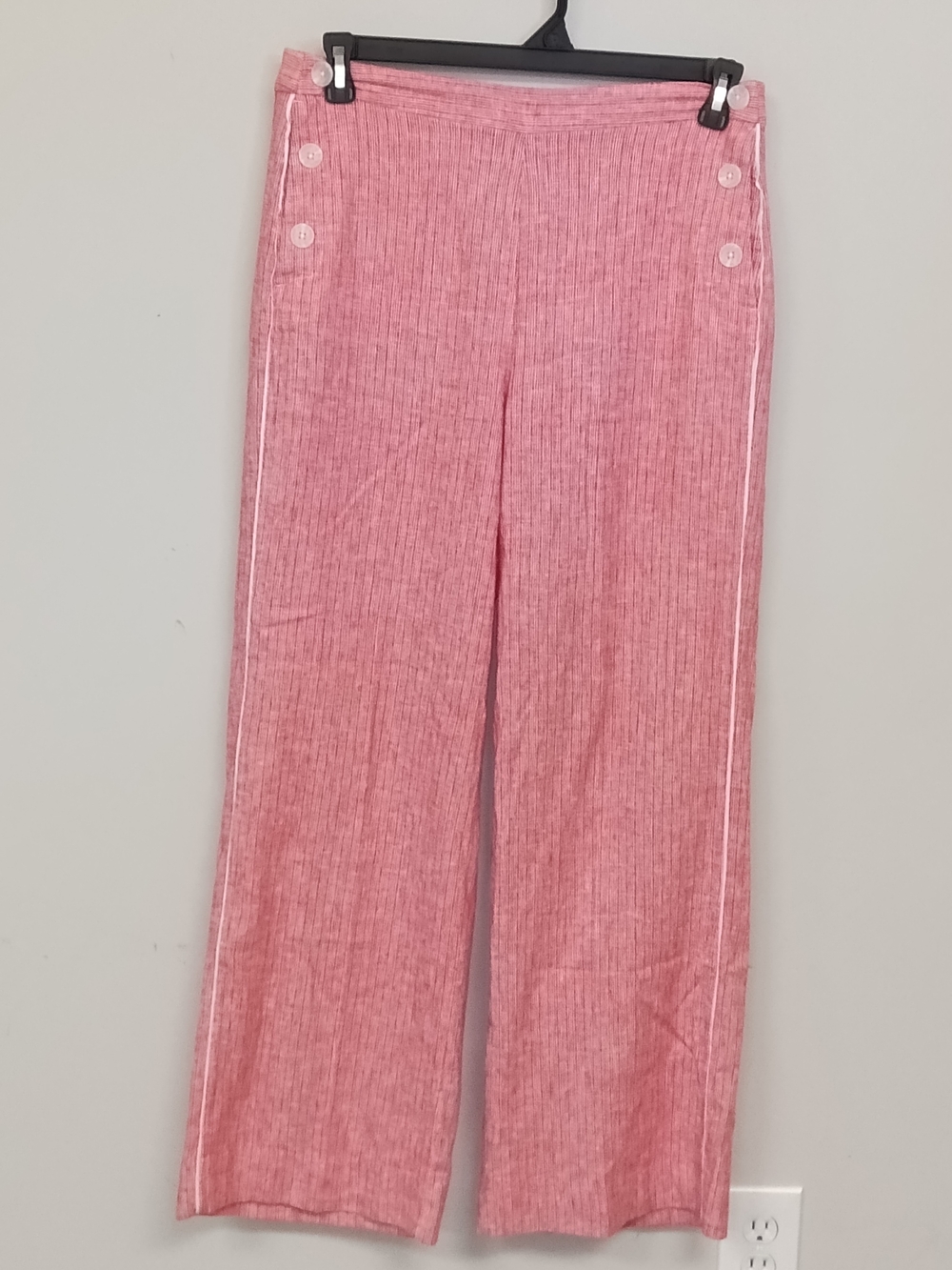 Banana Republic Linen Blend Wide Leg High Waist Nautical Sailor Trouser Pants 8
